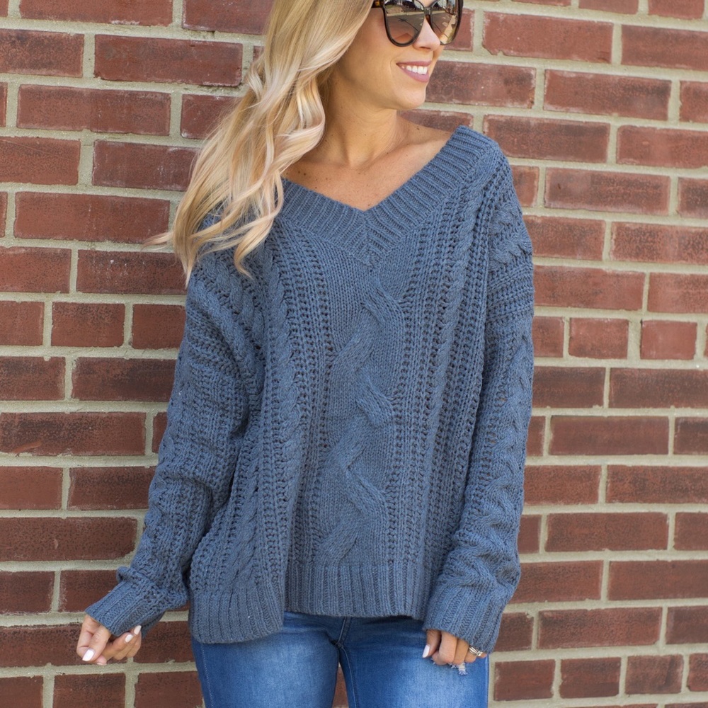 Smokey Blue Oversized Sweater